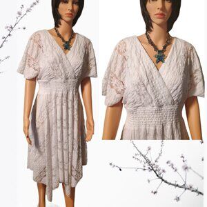 NEW Rabbit Rabbit Designs White Flower Crochet Dress, Inner Lines & Sleeves SZ10